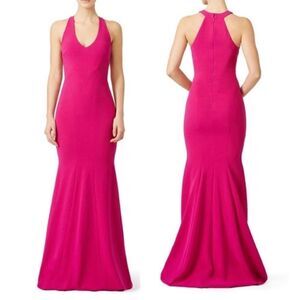 THEIA Formal Sleeveless Halter V neck MaxiMermaid Gown
Dress Fuchsia 🤍